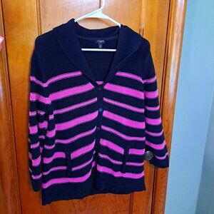Talbots Pink and navy striped sweater 2X